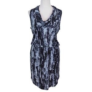 MICHAEL KORS Blue Cowl Neck Jersey Knit Montauk Blouson Sheath Dress Size Medium